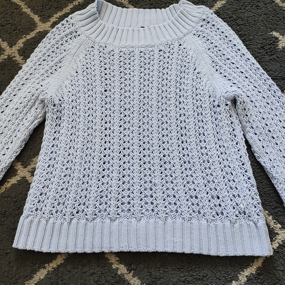 J. Crew Wide-neck beach sweater with pointelle stitch (light blue) - Picture 5 of 11